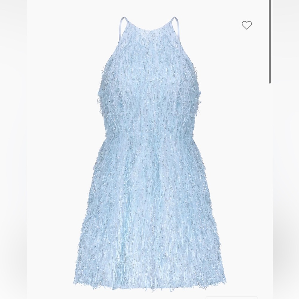 BCBG Blue Sleeveless Metallic Feather Minidress Size 6